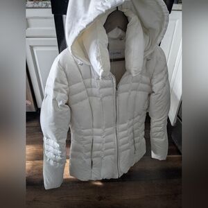 Calvin Klein Women's Warm White Puffer Jacket Small Down/Feather